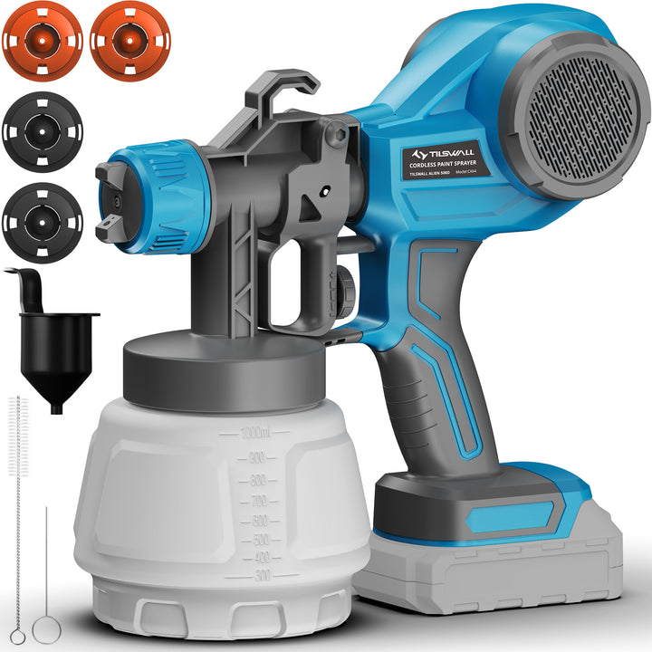 Tilswall Farbsprühsystem Akku kabellos, Lackierpistole 1000ml, kompatibel mit 18V Makita Akku (ohne Akku)