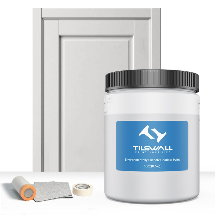 Tilswall Holzfarbe Innen für Farbsprühsystem, Langlebig, Umweltfreundlich,auf Wasserbasis, Ungiftig und Geruchlos, Leicht aufzutragen ( (Hellgrau), Pint 16 oz