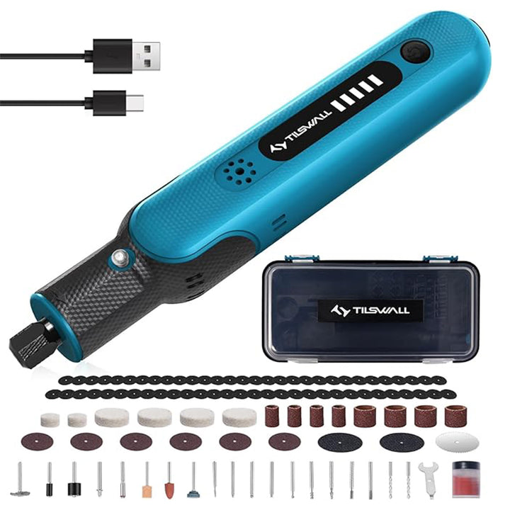 Tilswall Multifunktionswerkzeug 8V,105 Multifunktionswerkzeug Zubehör Set zum Bohren, Schneiden, Polieren (Kunststoff-Box)