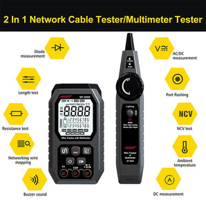 Tilswall Netzwerkkabeltester mit PoE-Test, Längentest, NCV & Lampe