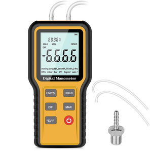 Tilswall Digitales Differenzdruckmessgerät – Dual-Port HVAC-Manometer für Luftdruck